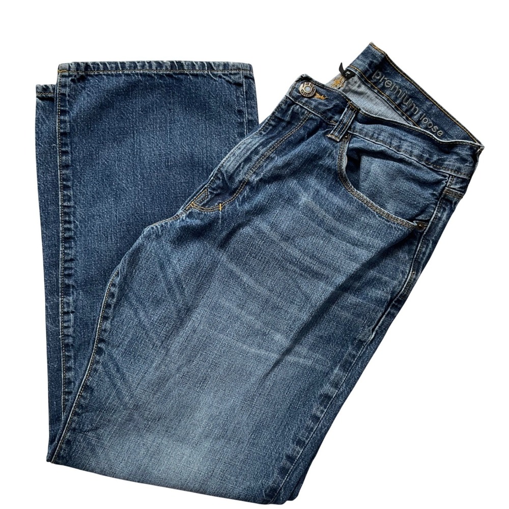 Gap 1969 Premium Loose Fit Mens Jeans 34x30 Blue Medium Wash‎ Straight Leg Denim